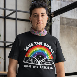 Camiseta Guarde os livros e bane os fascistas contra a cens