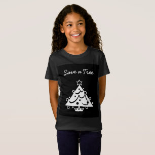 Camiseta Guarde uma estrela de árvore de Natal em preto e