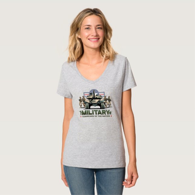 Camiseta Guardião da Nação | Mulheres Decote V (Frente Completa)