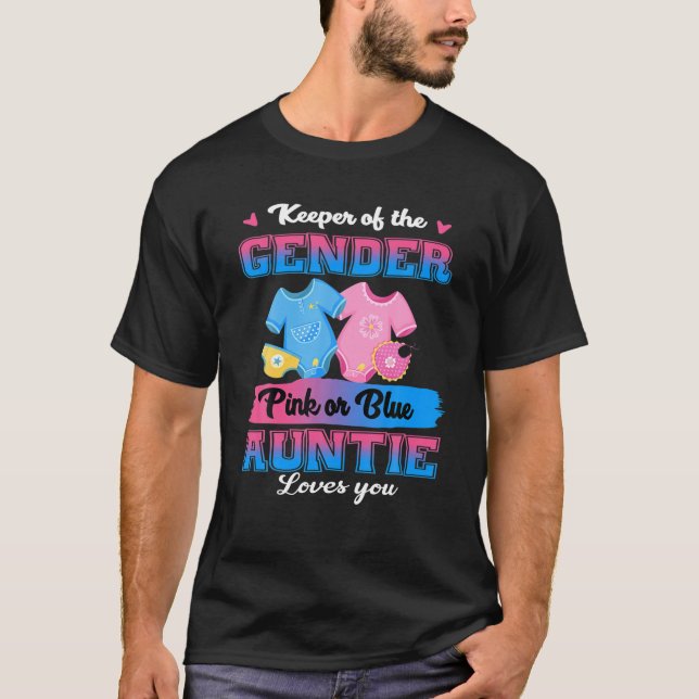 Camiseta Guardião Da Tia Do Gênero Te Ama, Querida Announc (Frente)