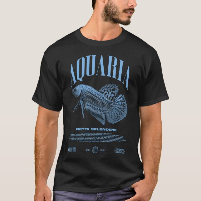 Camiseta Guardião de Peixe Betta Roupas de Rua Modernas (Frente)