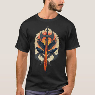 Camiseta Guardião do Corvo Ardente: Emblema de Espada Vikin