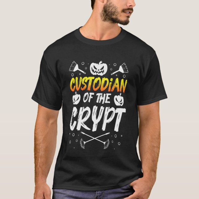 Camiseta Guardião do Design de Halloween da Cripta (Frente)