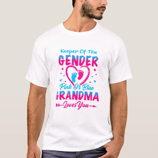 Camiseta Guardião do Gênero Rosa ou Azul A avó ama (Frente)