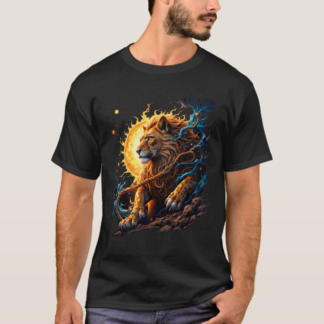 Camiseta Guardião do Limiar Solar – Leão do Equilíbrio (Frente)