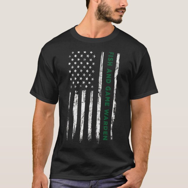 Camiseta Guardião do Peixe Americano Bandeira Protector da  (Frente)