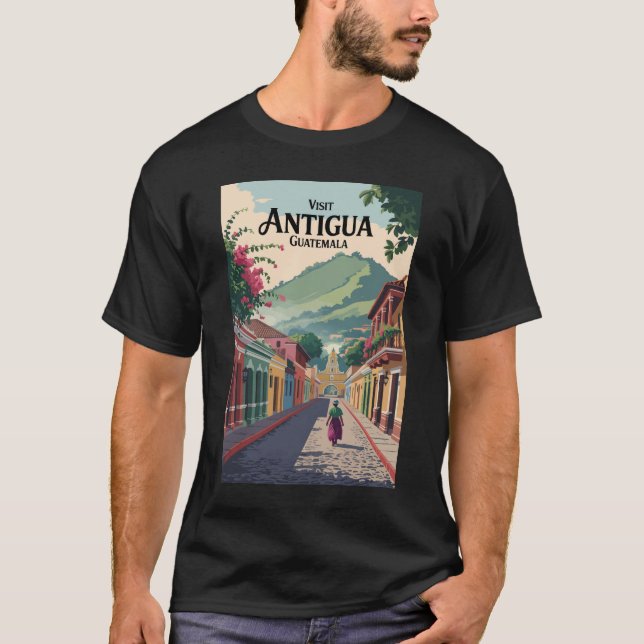 Camiseta Guatemala Antigua Illustra Viagem Art Vintage (Frente)