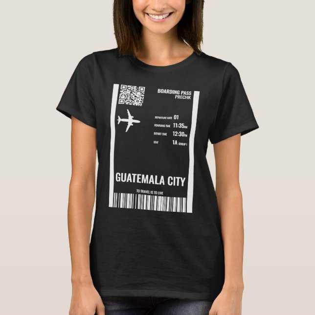 Camiseta Guatemala City Boarding Pass Airline Ticket Travel (Frente)