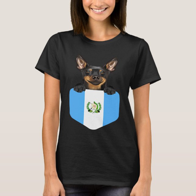 Camiseta Guatemala Flag Miniature Pinscher Dog In Pocket (Frente)