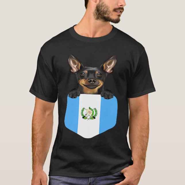 Camiseta Guatemala Flag Miniature Pinscher Dog In Pocket (Frente)