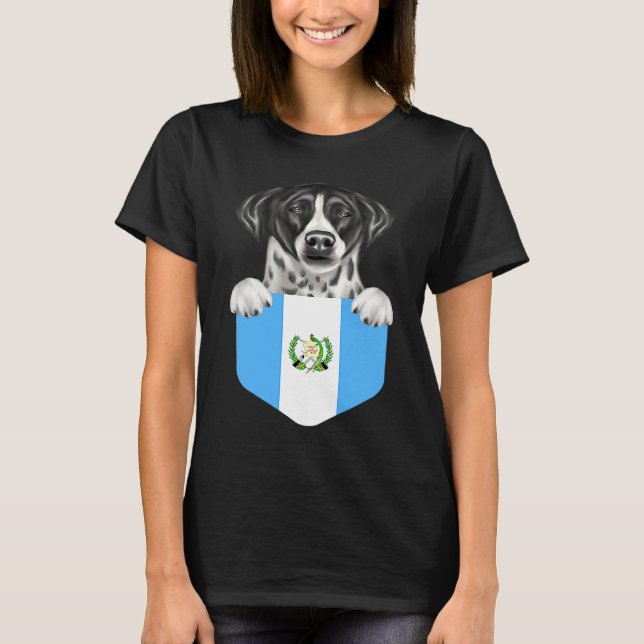 Camiseta Guatemala Flag Pointer Dog In Pocket (Frente)