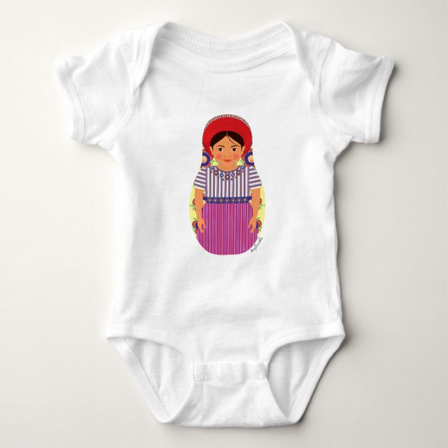 Camiseta Guatemala Matryoshka Baby Body,Fato (Frente)