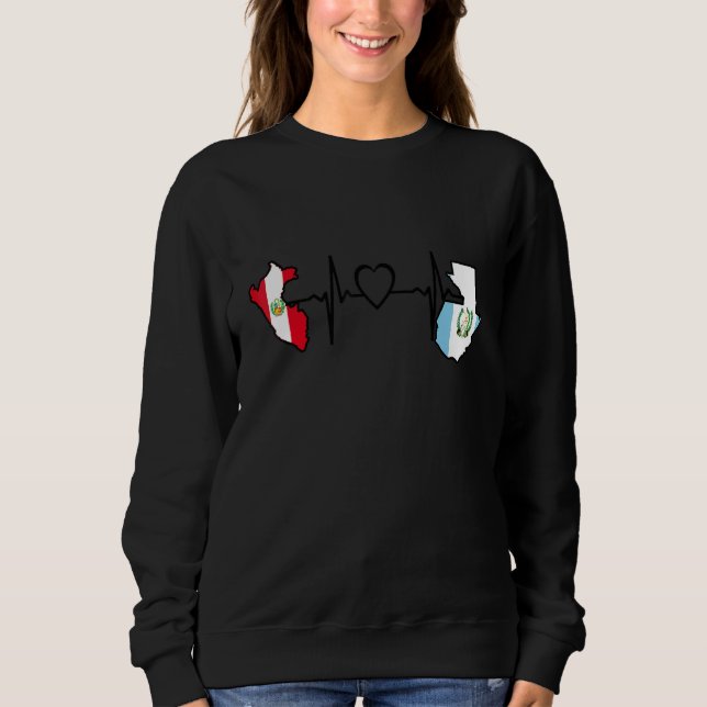 Camiseta Guatemala Peru Flag Guatemalan Peruvian Heartbeat  (Frente)