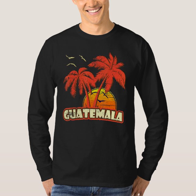 Camiseta Guatemala Summer Palm Trees 80s Beach Sunset (Frente)