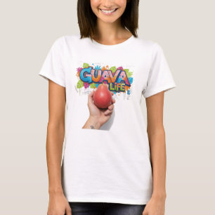 Camiseta Guava Life Mão Segurando Fruta Madura Estilo de Ar