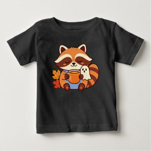 Camiseta Guaxinim Aconchegante de Outono com Fantasminha Fo