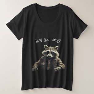 Camiseta Guaxinim antropomórfico em colete de motoqueiro