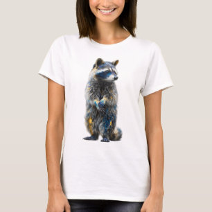 Camiseta Guaxinim Artístico Pintado Mulheres Splash