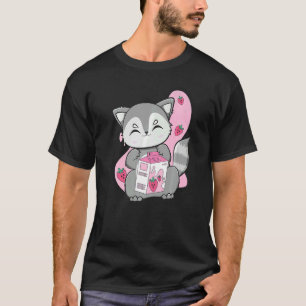 Camiseta Guaxinim Bebe Chá Bubble e Boba Com Morango