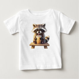 Camiseta Guaxinim Bebendo Café Gelado