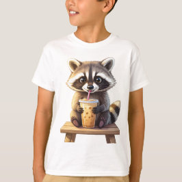 Camiseta Guaxinim Bebendo Café Gelado