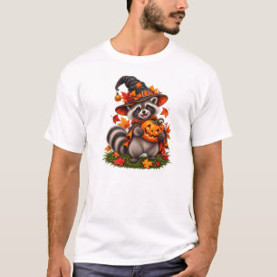 Camiseta Guaxinim bruxa de Halloween assustador - Magia da