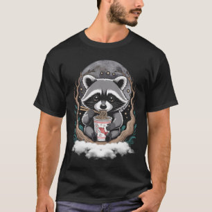 Camiseta Guaxinim Comendo Copo de Macarrão Instantâneo Anim