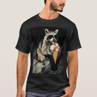 Camiseta Guaxinim Comendo Sorvete Animal Engraçado