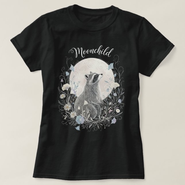 Camiseta Guaxinim "Criança da Lua" Caprichoso - Mata Místic (Frente do Design)