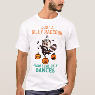 Camiseta Guaxinim Dançando Festa de Abóbora de Halloween