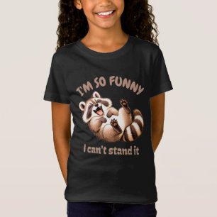 Camiseta Guaxinim de Desenho Animado Rindo Alegremente