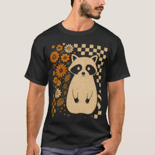 Camiseta Guaxinim de Halloween Xadrez Retro