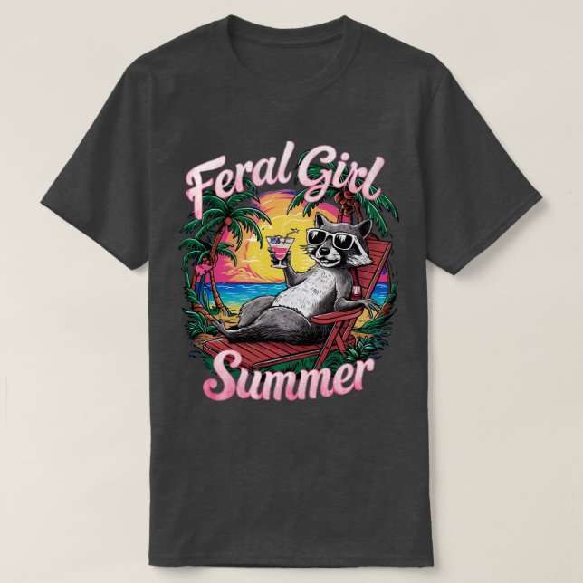 Camiseta guaxinim de verão selvagem (Frente do Design)