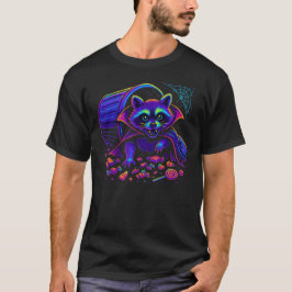 Camiseta Guaxinim Dia das Bruxas Colorido Guaxinim 