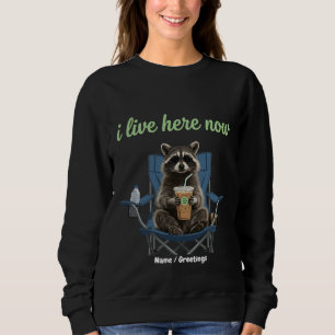 Camiseta Guaxinim Divertido Café Gelado Eu Moro Aqui Agora