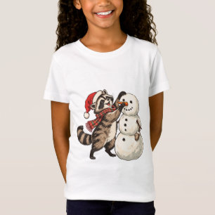Camiseta Guaxinim e Boneco de Neve Engraçados de Natal   Tr