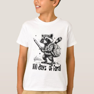 Camiseta Guaxinim Engraçado 100 Dias de Caos na Escola Selv