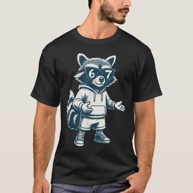 Camiseta Guaxinim Engraçado 67 Meme Seis Sete  (Frente)