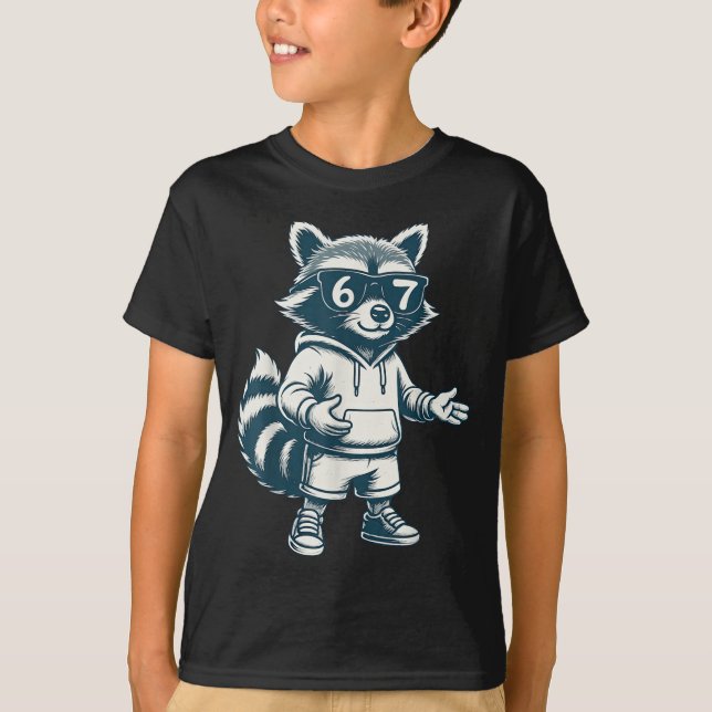 Camiseta Guaxinim Engraçado 67 Meme Seis Sete  (Frente)