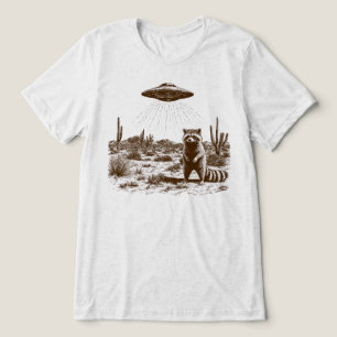 Camiseta Guaxinim engraçado Abdução Alienígena OVNI Deserto