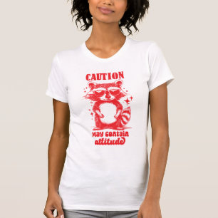 Camiseta Guaxinim engraçado "Atenção pode conter atitude"