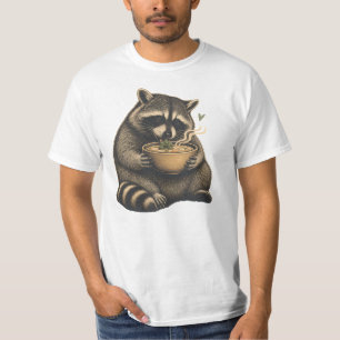 Camiseta Guaxinim Engraçado Bebendo Sopa Quente