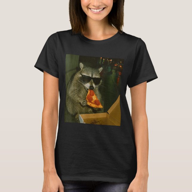 Camiseta Guaxinim engraçado comendo Zza meme de animal  (Frente)