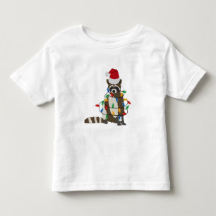 Camiseta Guaxinim engraçado de Natal chapéu de Papai Noel L