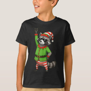 Camiseta Guaxinim engraçado de Natal vestido como elfo com