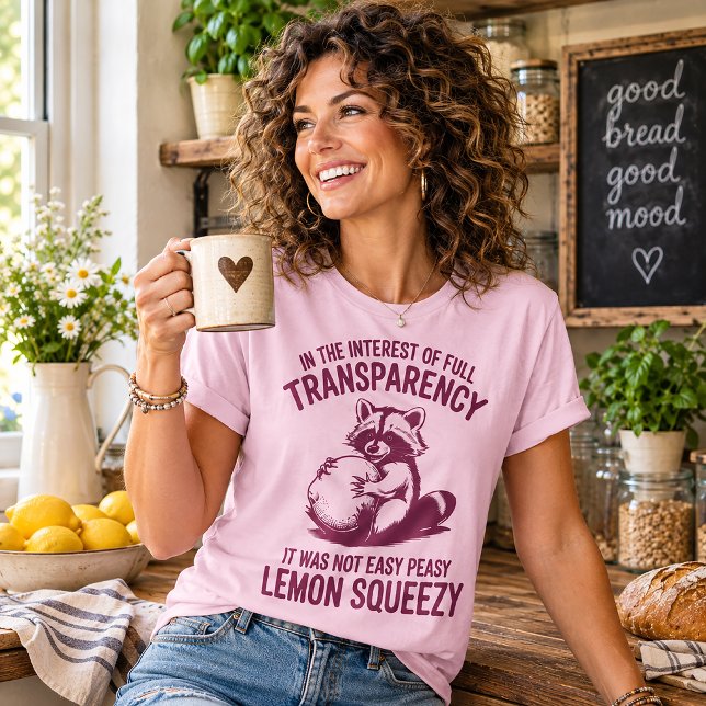 Camiseta Guaxinim Engraçado Easy Peasy Lemon Squeezy (Criador carregado)