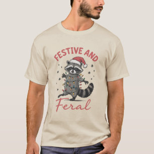 Camiseta Guaxinim Engraçado Natal Feral Meme Natal 