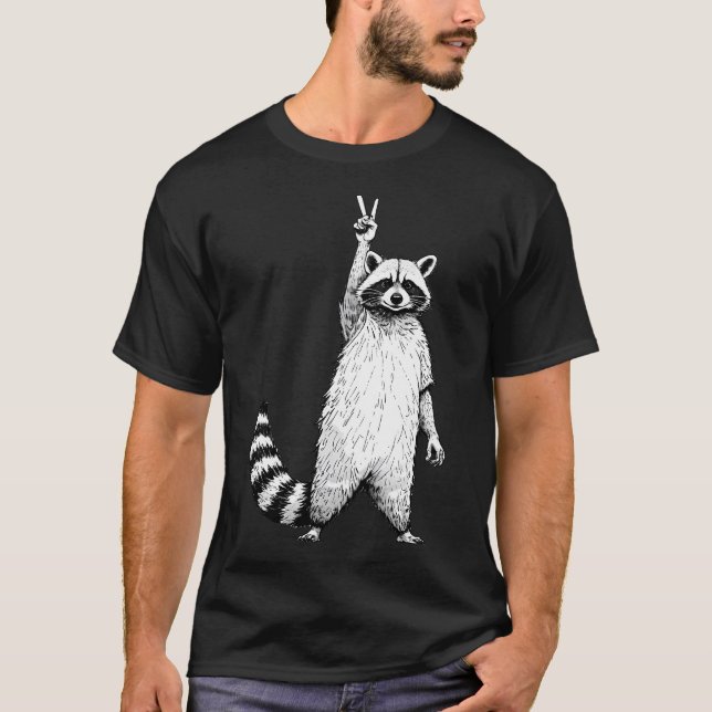 Camiseta Guaxinim engraçado retrô (Frente)