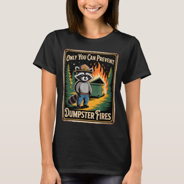 Camiseta Guaxinim engraçado, só você pode evitar incêndios  (Frente)