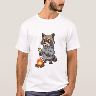 Camiseta Guaxinim Feliz de Acampamento com Capuz Torrando